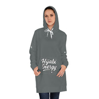 Hijabi Energy  Hoodie Dress — ' Hijabi Girl’' Cozy Women's Pullover Grey