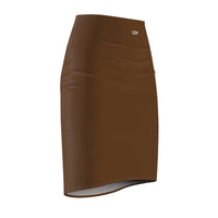 Brown High-Waist LEM Pencil Skirt — Sleek Office & Evening Wear - Modestly Vogue 