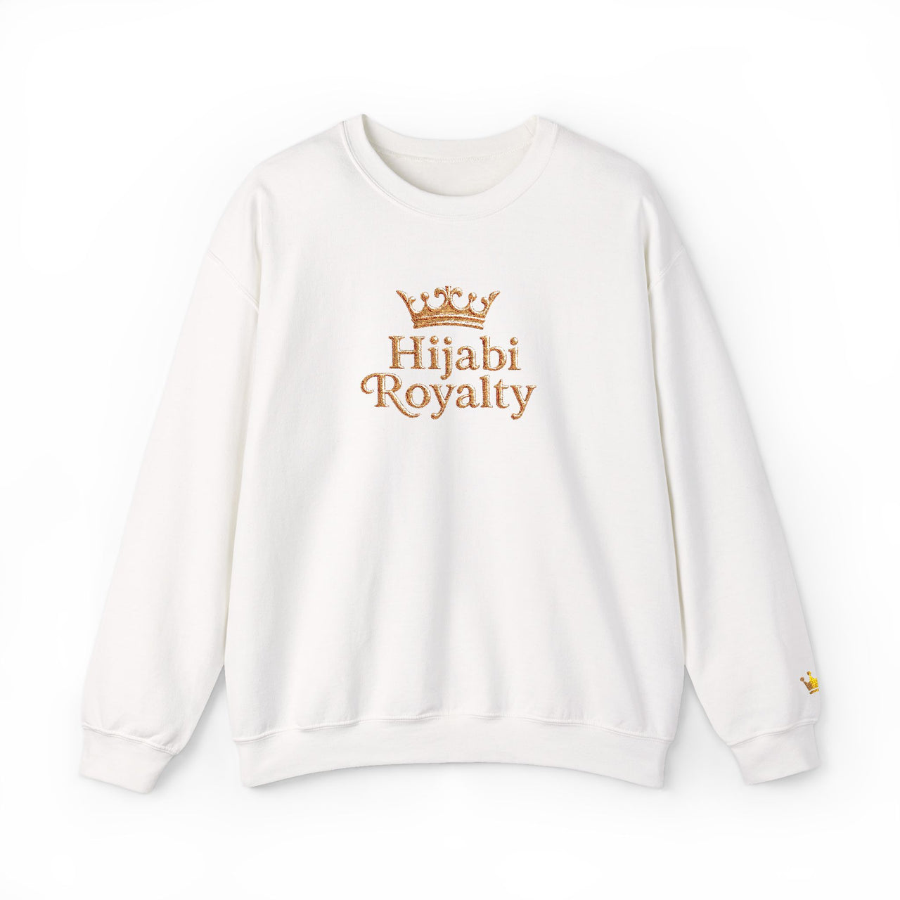 Hijabi Royalty™ Crewneck Sweatshirt — Gold Crown Graphic, Modest Fashion Gift