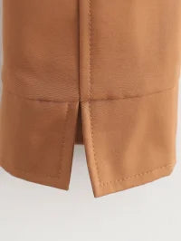 Earthtone Professional Spring And Autumn Lapel Skirt Set Neutral
