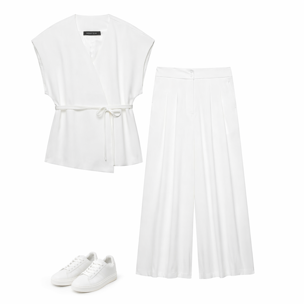 Women's Sleeveless Top & Wide Leg Pants Two Piece Set - Modestly Vogue 