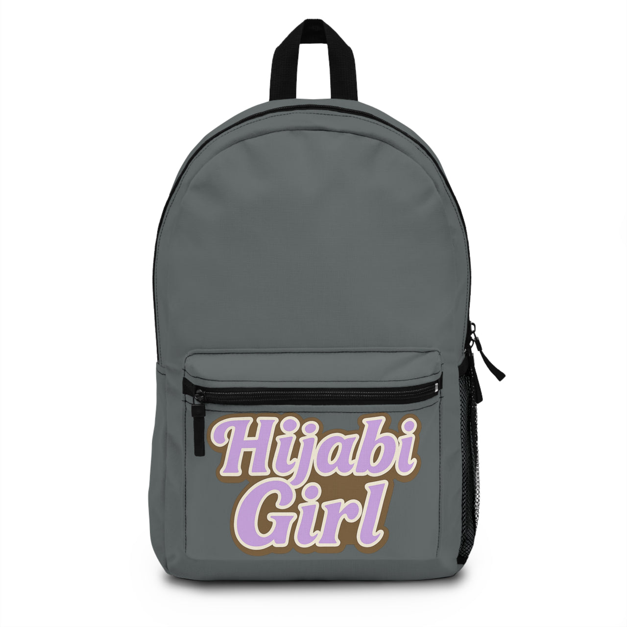 Grey Stylish Personalized Hijabi Girl Backpack for School, Travel, Gym,