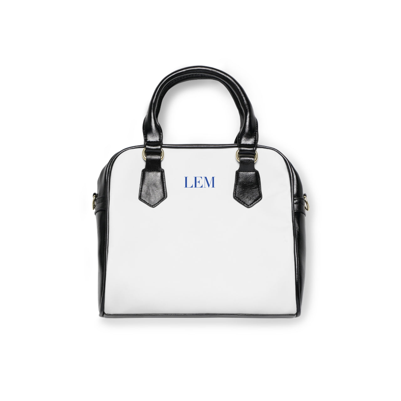 LEM Cobalt Blue Signature Satchel Shoulder Handbag — Classic Black & White Tote - Modestly Vogue 