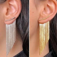 Gold Tassel Long Earrings - Modestly Vogue 