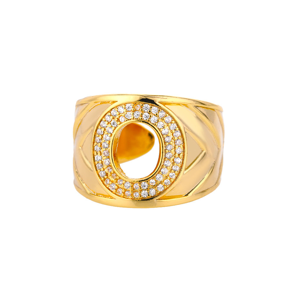 Personalized Gold Stone Initial Ring | Modestly Vogue - Modestly Vogue 