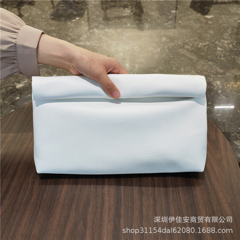 Simple Leather Curling Large-capacity Handbag - Modestly Vogue 