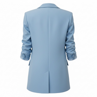Lapel Collar Long Sleeve Blazer - Modestly Vogue 