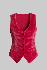 Elegant Velvet Vest Top | Button-Down Design for Women
