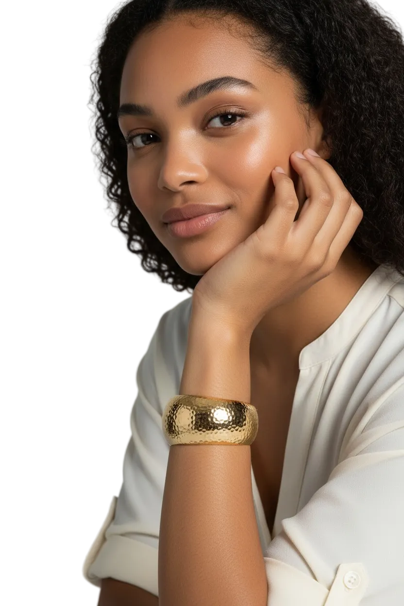 Wide Face Hollow Out Cuff Bracelet - Modestly Vogue 