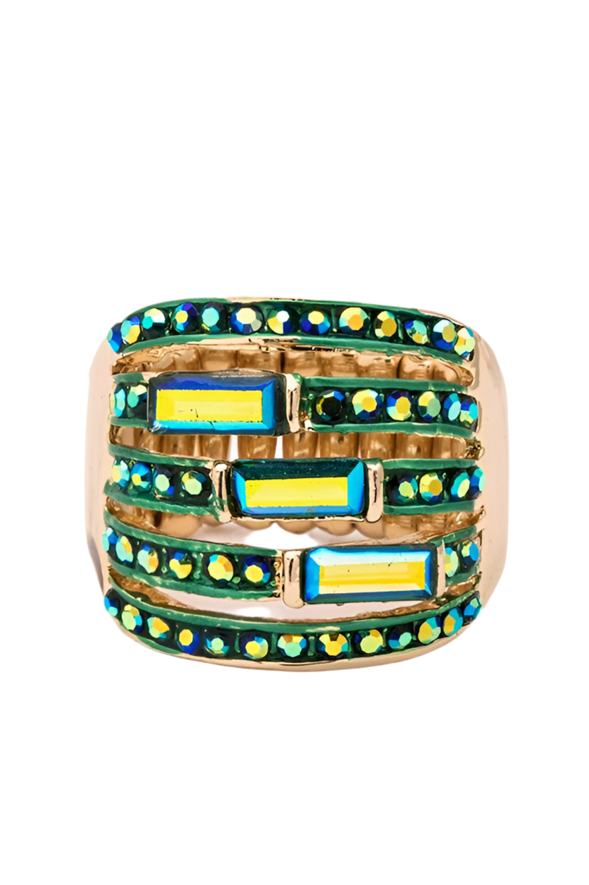 Crystal Baguette Stretch Cocktail Ring