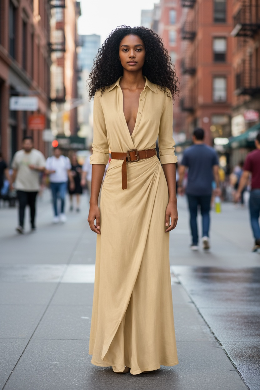 Full Size Ruched Long Sleeve Maxi Dress Plus Size - Modestly Vogue 