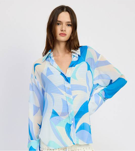 Printed Oversized Shirt - Trendy & Comfortable Women's Casual Top - Modestly Vogue 