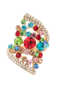 Mix Stone Crystal Statement Stretch Ring