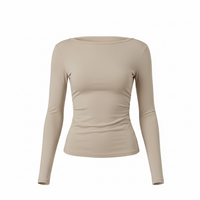Women’s Slim Fit Long Sleeve Backless Solid Color Top - Modestly Vogue 