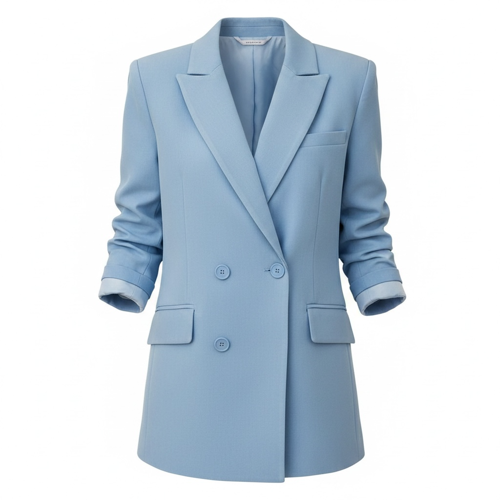 Lapel Collar Long Sleeve Blazer - Modestly Vogue 