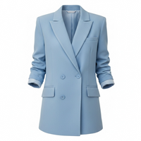 Lapel Collar Long Sleeve Blazer - Modestly Vogue 