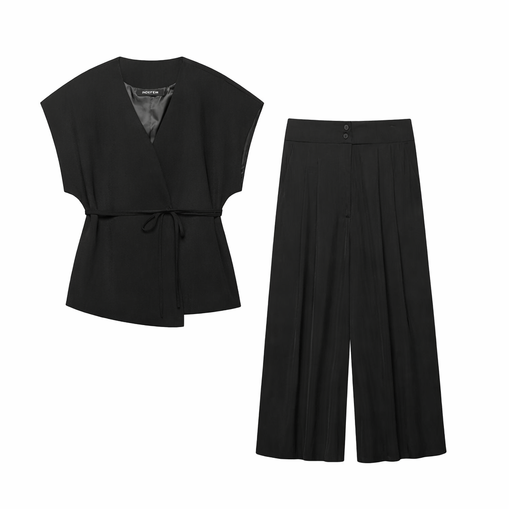 Women's Sleeveless Top & Wide Leg Pants Two Piece Set - Modestly Vogue 