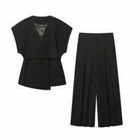 Women's Sleeveless Top & Wide Leg Pants Two Piece Set - Modestly Vogue 