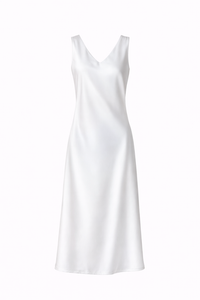 Women’s Sleeveless Satin Halter Midi Dress – Summer Style - Modestly Vogue 