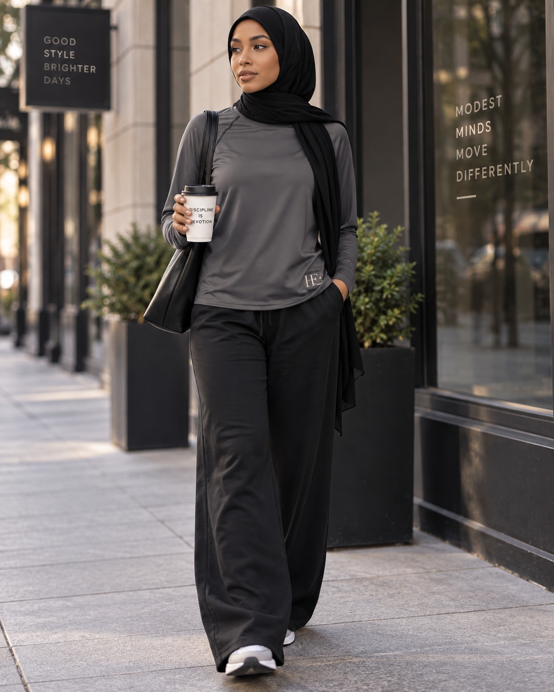 Grey Hijabi Energy  Performance Top