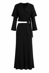 Women Clothing Spring Casual Simple Shawl Skirt Three Piece Sets