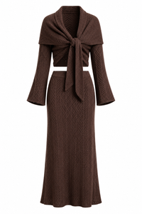 Women Clothing Spring Casual Simple Shawl Skirt Three Piece Sets