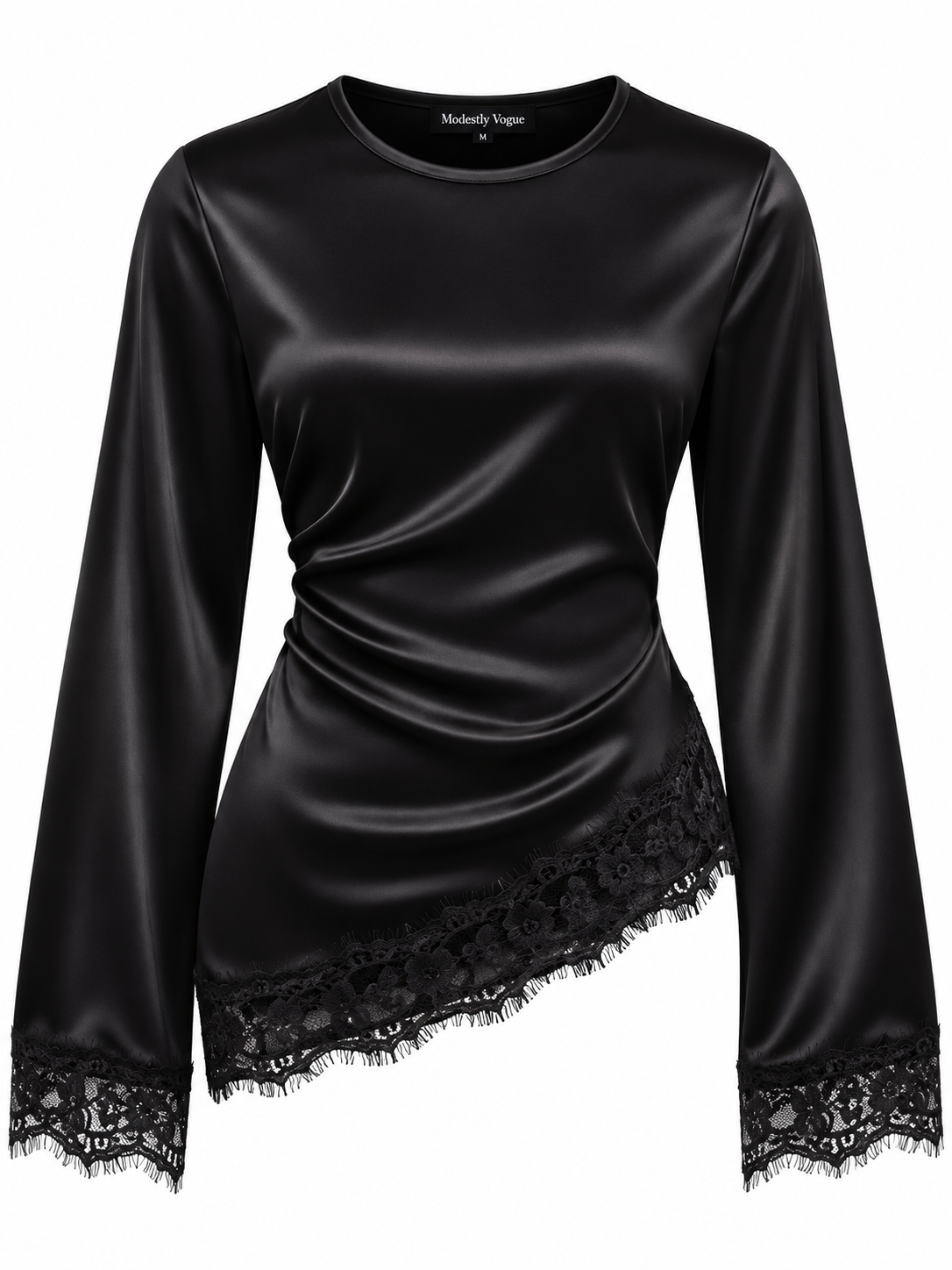 Full Size Lace Detail Long Sleeve Blouse Plus Size