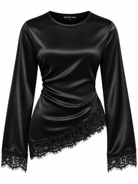Full Size Lace Detail Long Sleeve Blouse Plus Size