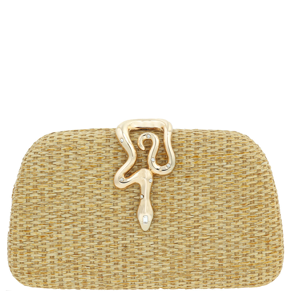 Fashion Woven Texture Metal Snake Evening Clutch - Modestly Vogue 