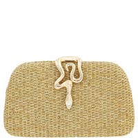 Fashion Woven Texture Metal Snake Evening Clutch - Modestly Vogue 