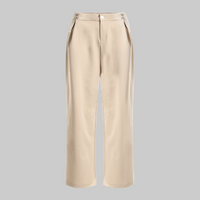 Neutral Classic All Matching Casual Pants Women Spring Summer High Waist on Both Sides Metal Buckle Slim Fit Flab Ankle Length Pants - Modestly Vogue 