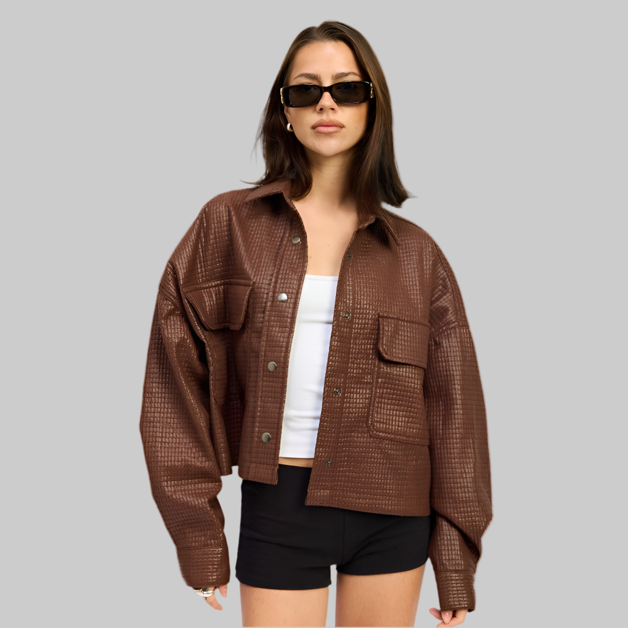 CHINTZ TEXTURED KNIT CROP JACKET - Modestly Vogue 