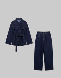 Blue Jean Wide Leg Denim Pants Sets - Modestly Vogue 