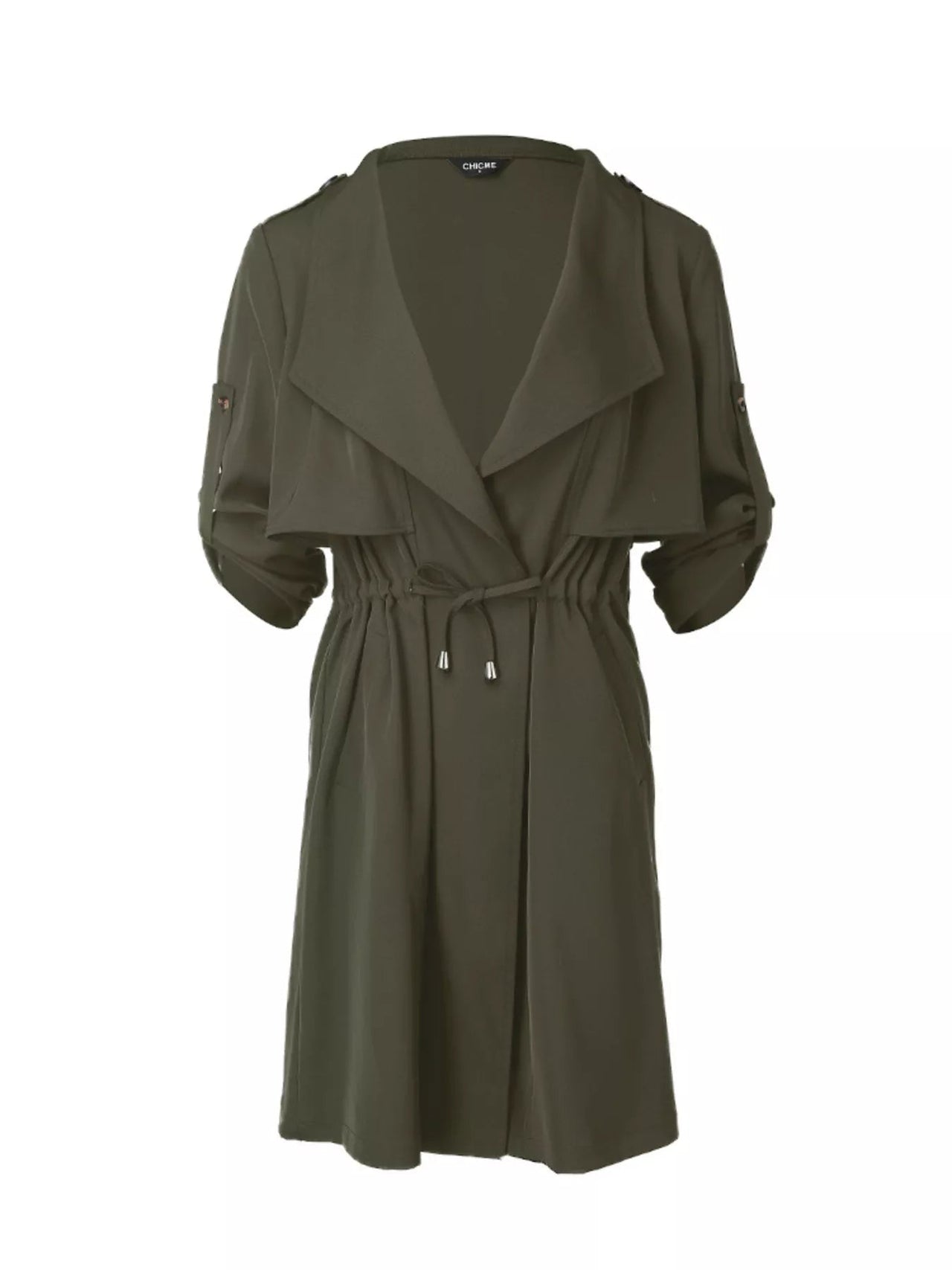 Drape Collar Lightweight Trench Coat - Modestly Vogue 