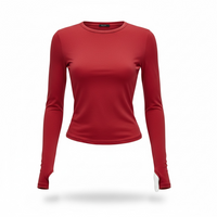New Women's Solid Color Base Round Neck Long Sleeve Top Women - Modestly Vogue 