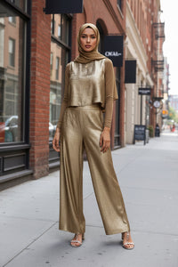 Round Neck Tank and Pants Set - Modestly Vogue 