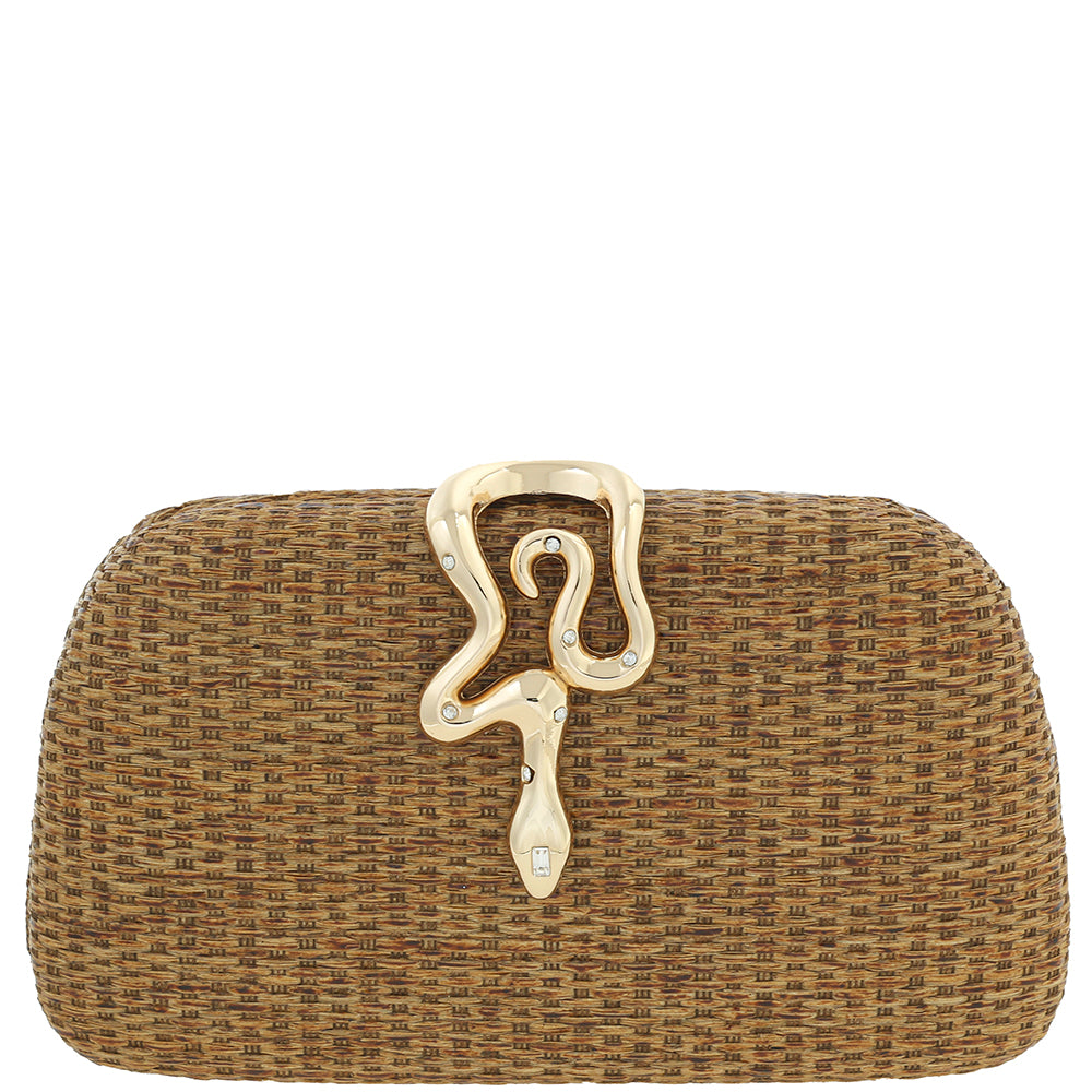 Fashion Woven Texture Metal Snake Evening Clutch - Modestly Vogue 