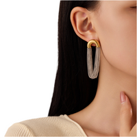 Simple Curved Chain Elegant Long Tassel Stainless Steel Studs C Type Design High-Grade Exquisite Titanium Steel Earrings
