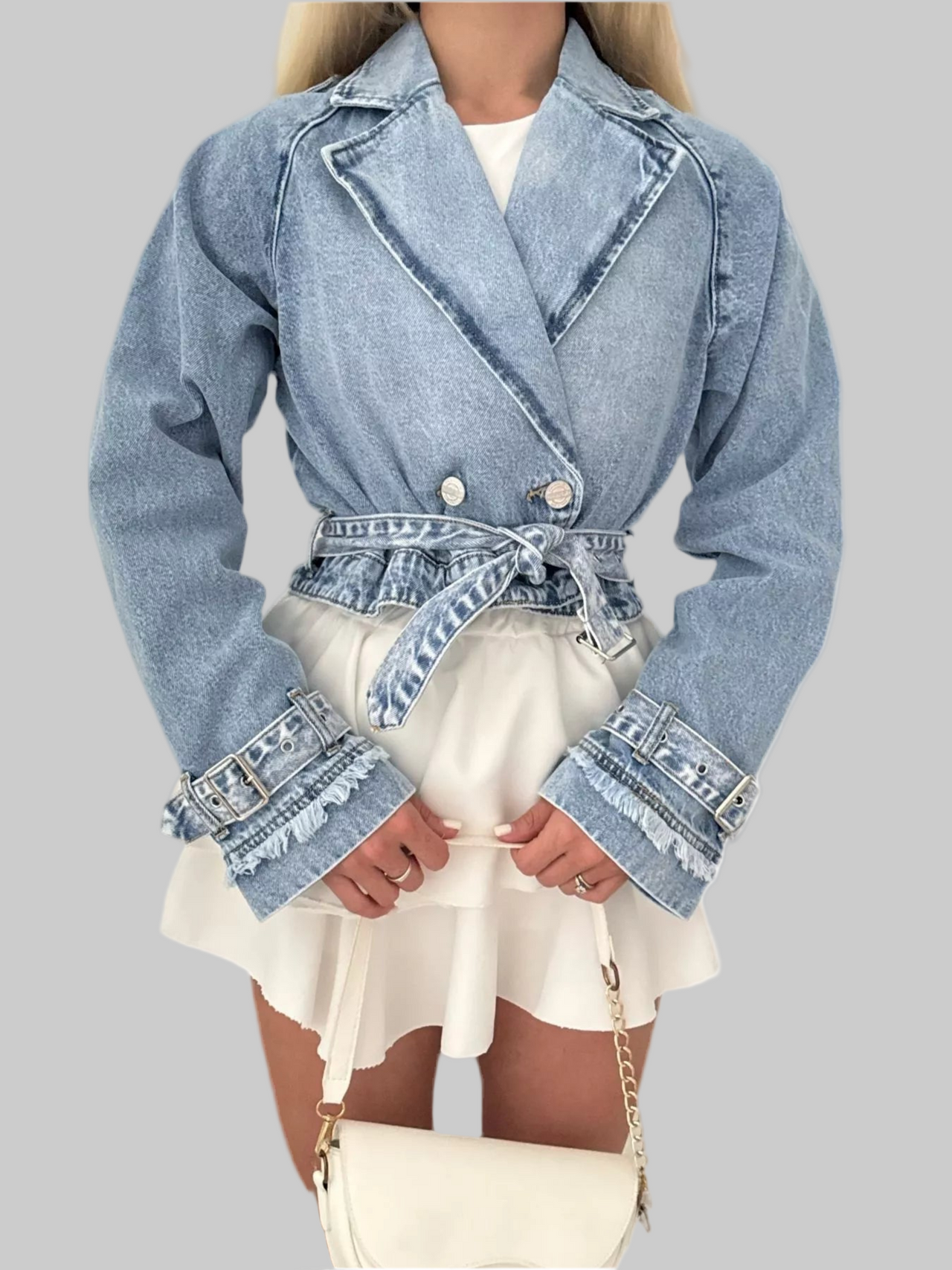 Long Sleeve Crop Denim Jacket – Trendy Layer for Every Season - Modestly Vogue 