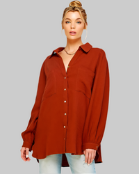 Textured Gauze Button-Down Blouse – Puff Sleeves & Feminine Style - Modestly Vogue 
