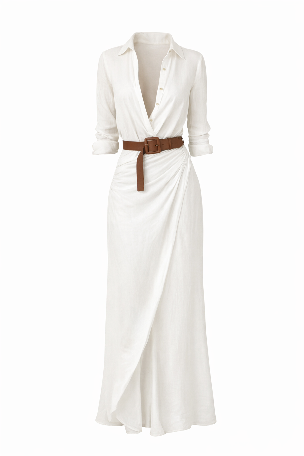 Full Size Ruched Long Sleeve Maxi Dress Plus Size - Modestly Vogue 