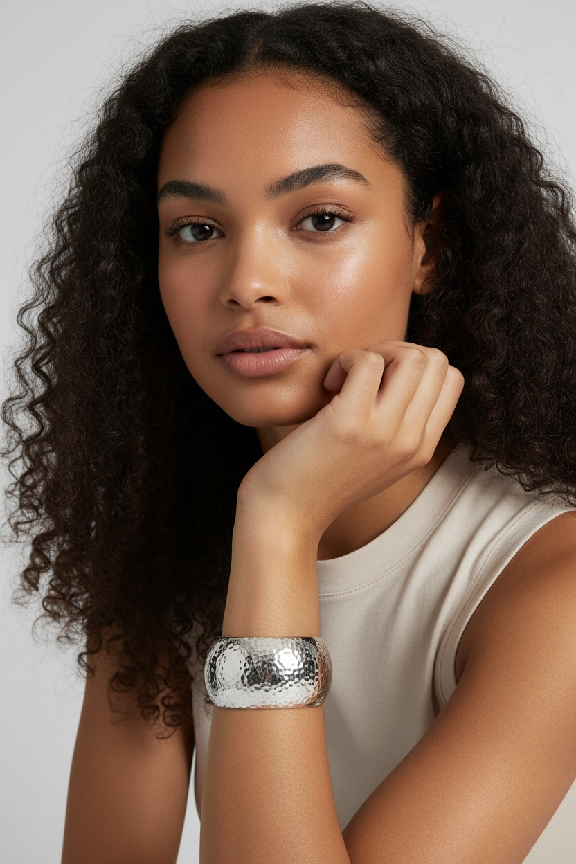 Wide Face Hollow Out Cuff Bracelet - Modestly Vogue 