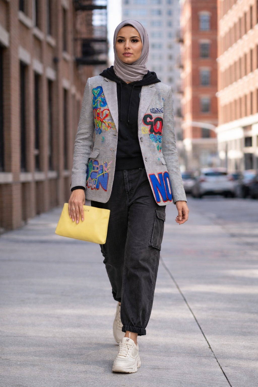 Graffiti Plaid Blazer | British Style Autumn Women’s Jacket - Modestly Vogue 