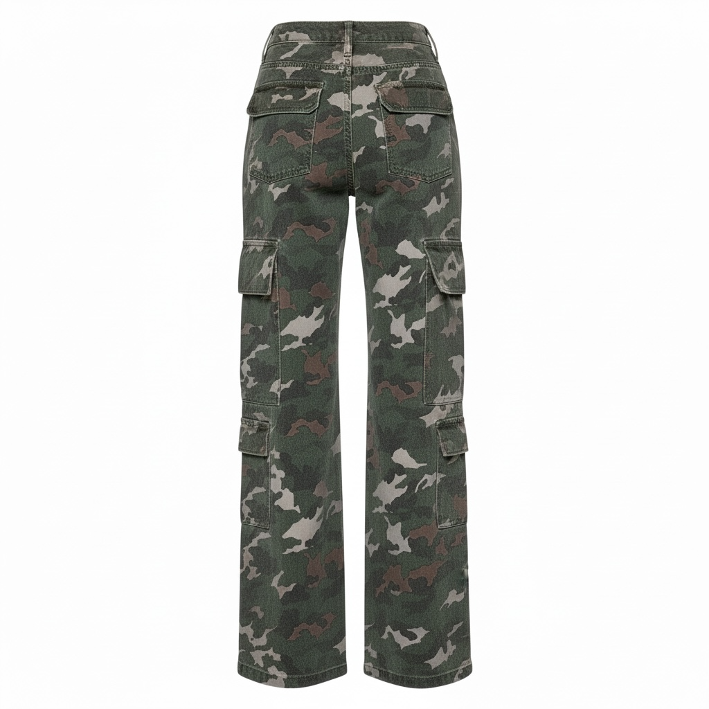 Camo Print High Waist Cargo Pants - Modestly Vogue 
