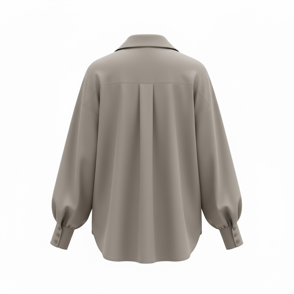 Neutral Button Down Collared Shirt – Women’s Classic Long Sleeve Blouse - Modestly Vogue 