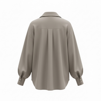 Neutral Button Down Collared Shirt – Women’s Classic Long Sleeve Blouse - Modestly Vogue 