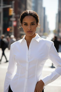 Women’s White Cotton Collared Shirt – Office & Everyday Wear - Modestly Vogue 