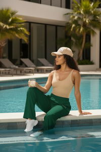 LEM Studio Swim Hunter Green wide-leg pants - Modestly Vogue 