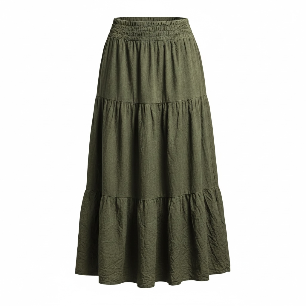 Burgundy Tiered Maxi Skirt - Modestly Vogue 