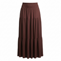 Burgundy Tiered Maxi Skirt - Modestly Vogue 